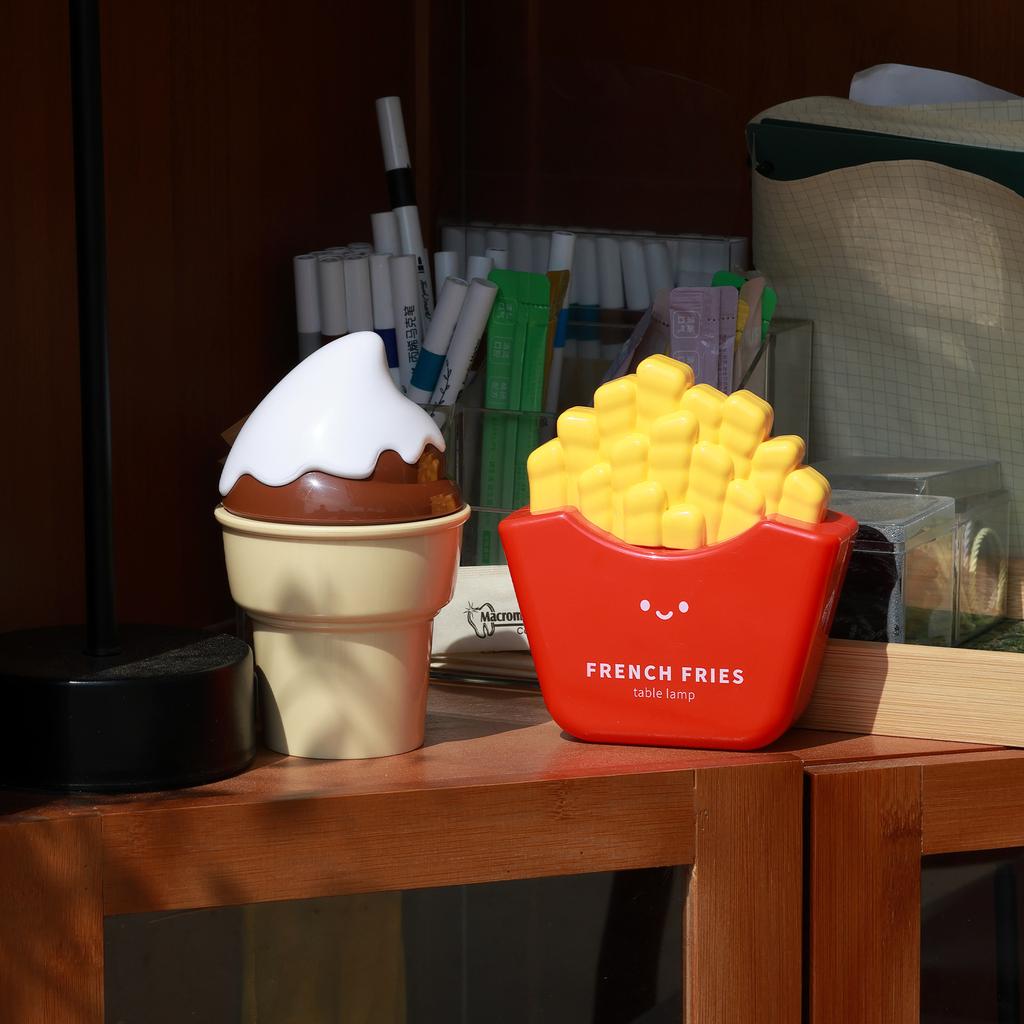 Pommes Frites Nachtlicht Kreativ Niedlich Cartoon Atmosphäre Lampe Schreibtischlampe Mit Verstecktem Spitzer Kinder Leuchtendes Spielzeug Geschenk