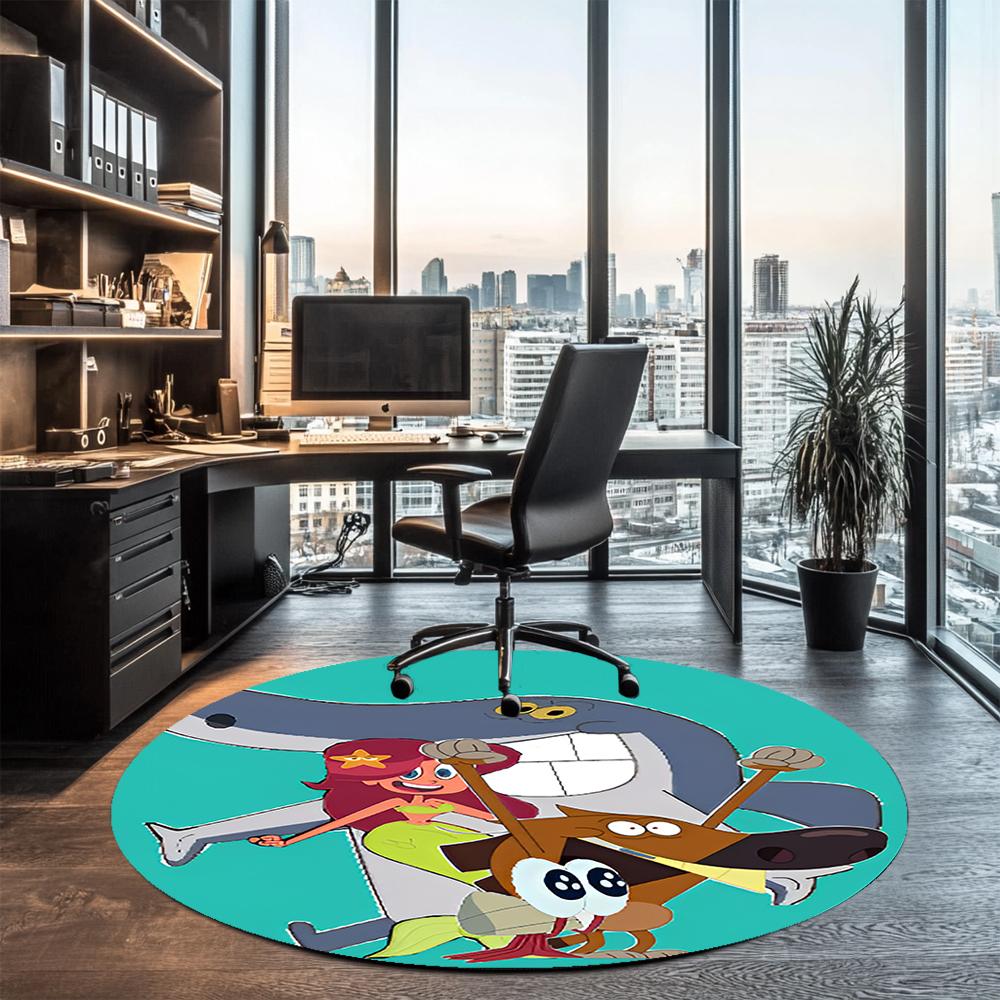 Tappeto Rotondo Stampato Zig & Sharko Tappeto per Sedia Tappeto per Area Tappetini per Ingresso, per Sedia da Ufficio Soggiorno Camera da Letto Cucina.