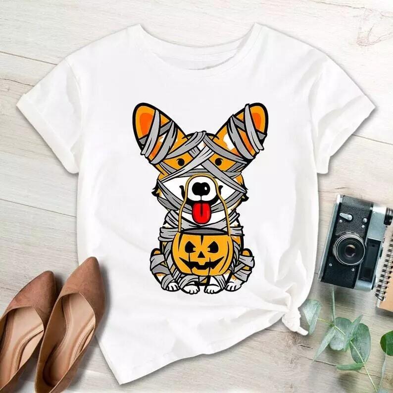 Halloween Shirt, Cute Welsh Corgi Mummy Dog Shirt, Happy Halloween, Halloween S
