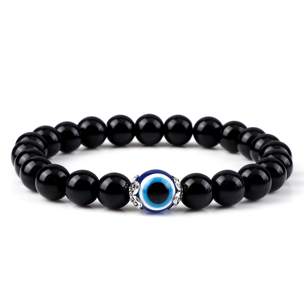 Boho Evil Eye Flower Beaded Stretch Bracelet for Men and Women - Yoga Energy Bracelet