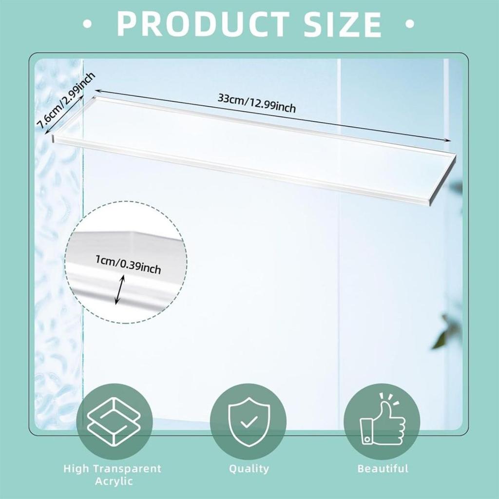 Cabinet Shelf Replacement 2-Piece Heavy Duty Clear Storage Bathroom Shelves Insert Replacement For Bathroom Living Room Wall