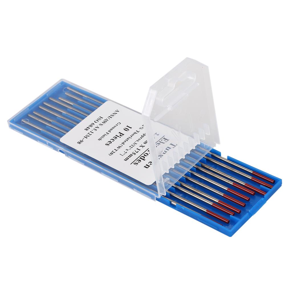 Red, WT20 TIG Welding Tungsten Electrodes 2/% Thoriated 1//8/” x 7/” 10-Pack