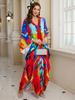 2025 European & American Cotton Printed Beach Dress Women's Long Loose Cover-Up with Sun Protection