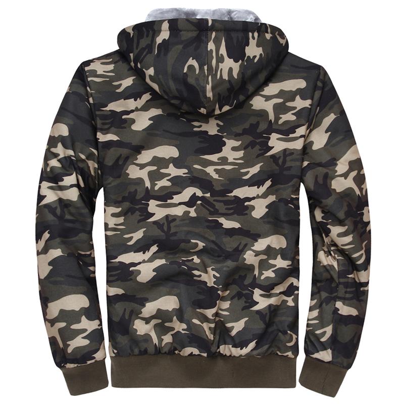 Men's Zip Up Hoodie Camouflage Heavyweight Winter Sweatshirt Fleece Sherpa Lined Warm Jacket