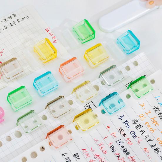 10Pcs Transparent Paper Clip Pusher Reusable File Clips for Students Office No-Punch Binding Document Organizer