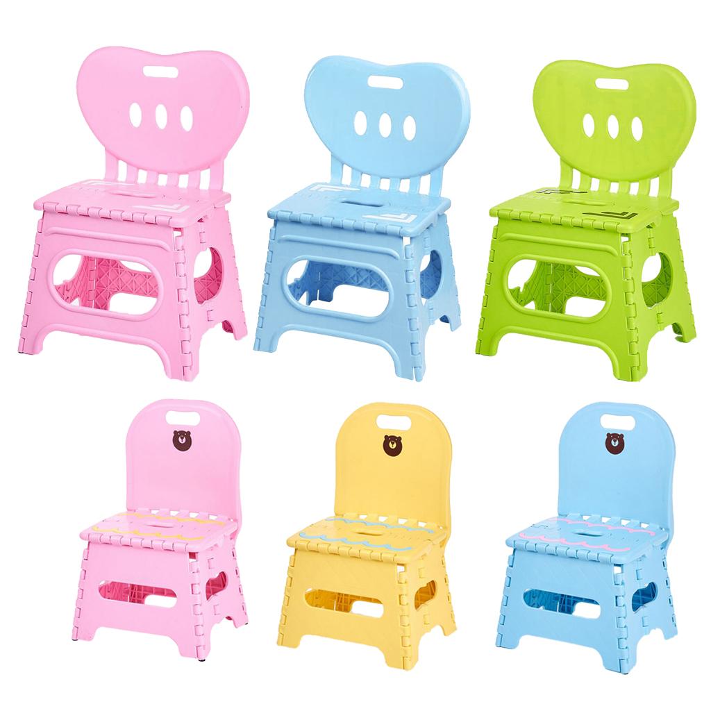 Children Plastic Folding Step Stool With Backrest