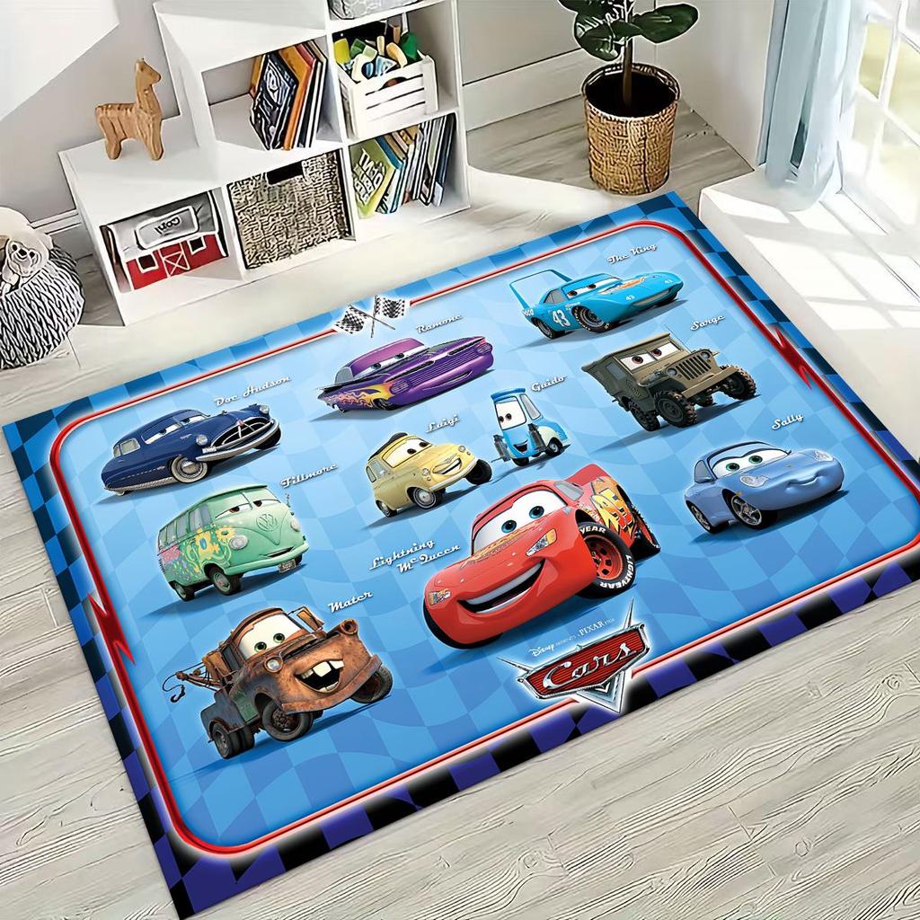 3D Lightning McQueen Cars Cartoon Rug for Bedroom Living Room Sofa Home Doormat Decor, Large Kids Play Non-slip Floor Mat Gift