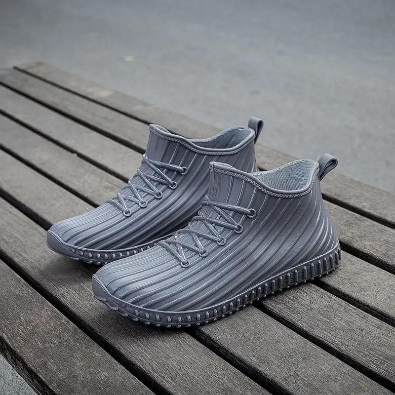 Low Ankle Summer Short Water Male Shoes Chef Kitchen Cooking Wide Toes Men's Rain Boots Waterproof and Non-slip Comfortable Gum