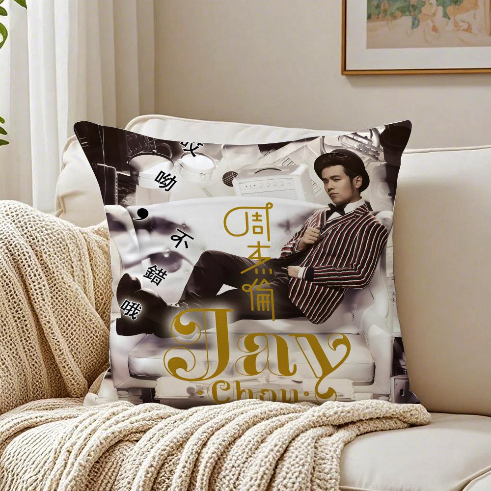 Chinese Pop JJay Chou Album Cover Cushion Cover Linen Pillowcase Soft for Sofa Bed Home Room Decor