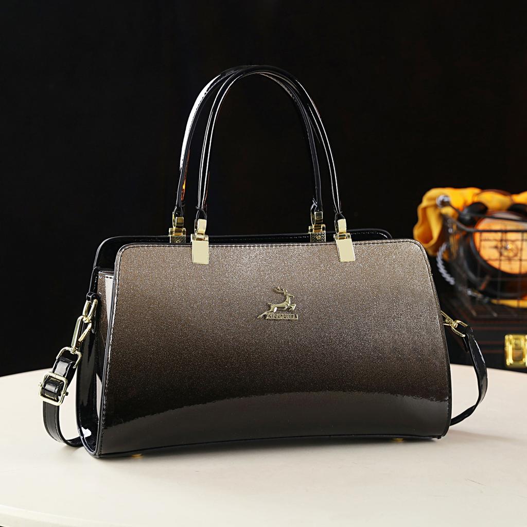 2026 Neue Lackleder Glänzend Damen Handtasche Modisch Echtes Leder Struktur Große Kapazität Einzelne Schulter Crossbody Tasche Muttertasche