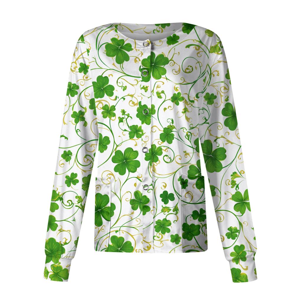 Damen Casual Langarm Einreihig Bedruckt Dry-Top