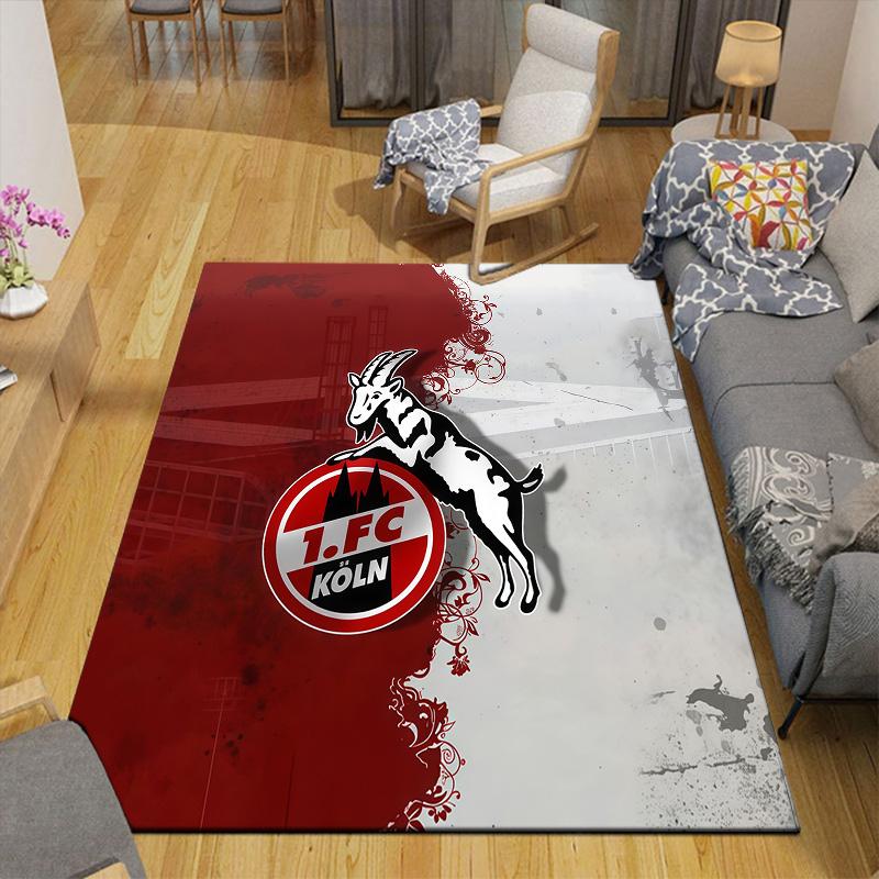 1. Tappeto Quadrato a Fantasia Flanella FC Köln, Tappeto da Area, Tappeto per Soggiorno Camera da Letto Divano Sala Giochi Decorazione, Tappetino Antiscivolo