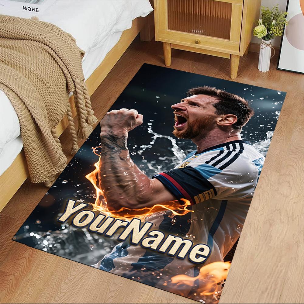 Messi Personalized Name Carpet Suitable for Game Room Balcony Foyer Decorate Room Antislip Carpet Anime Office Decor Perfect Gift for Friends & Family