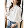 Design Sense Simple Shirt Women's Spring and Autumn Temperament Collar Sense Light Ripe Chiffon Shirt Top French Gentle
