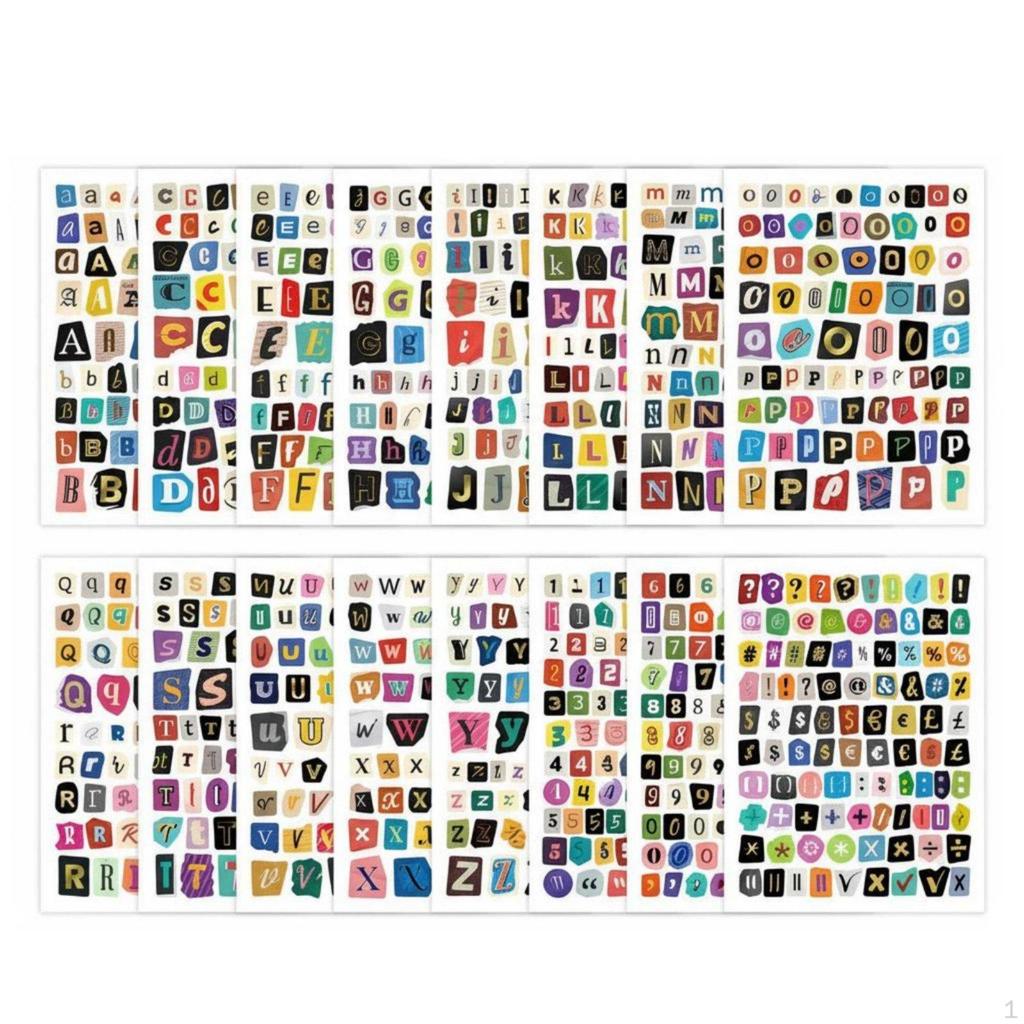 16 Sheets Magazine Cutout Alphabet Stickers Collage Journaling Letter Sticker