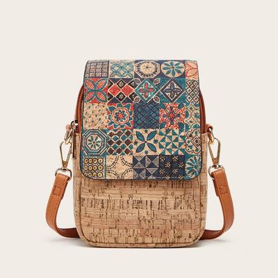 Stilvolle Retro-Handytasche mit mehreren Elementen, Münzbörse, mehrschichtige Umhängetasche mit einer Schulter, Bark-Damentasche