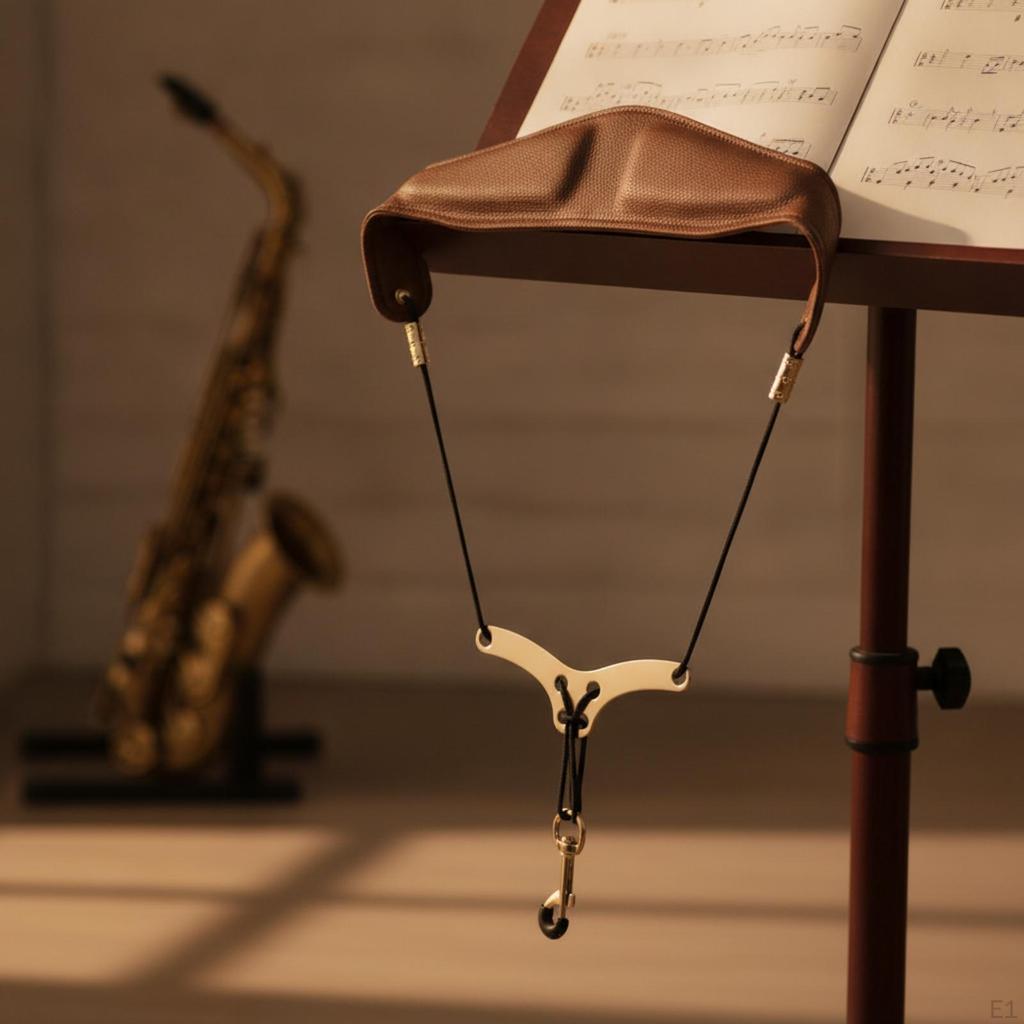 Saxophone Neck Strap with Metal Hook Adjustable Cord Design, Custom Fit, for Rehearsals Brown