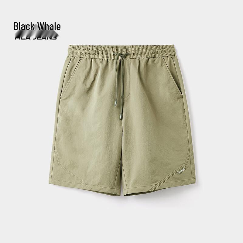 HLA Black Whale Men s Loose Straight-Leg Drawstring Casual Shorts XL