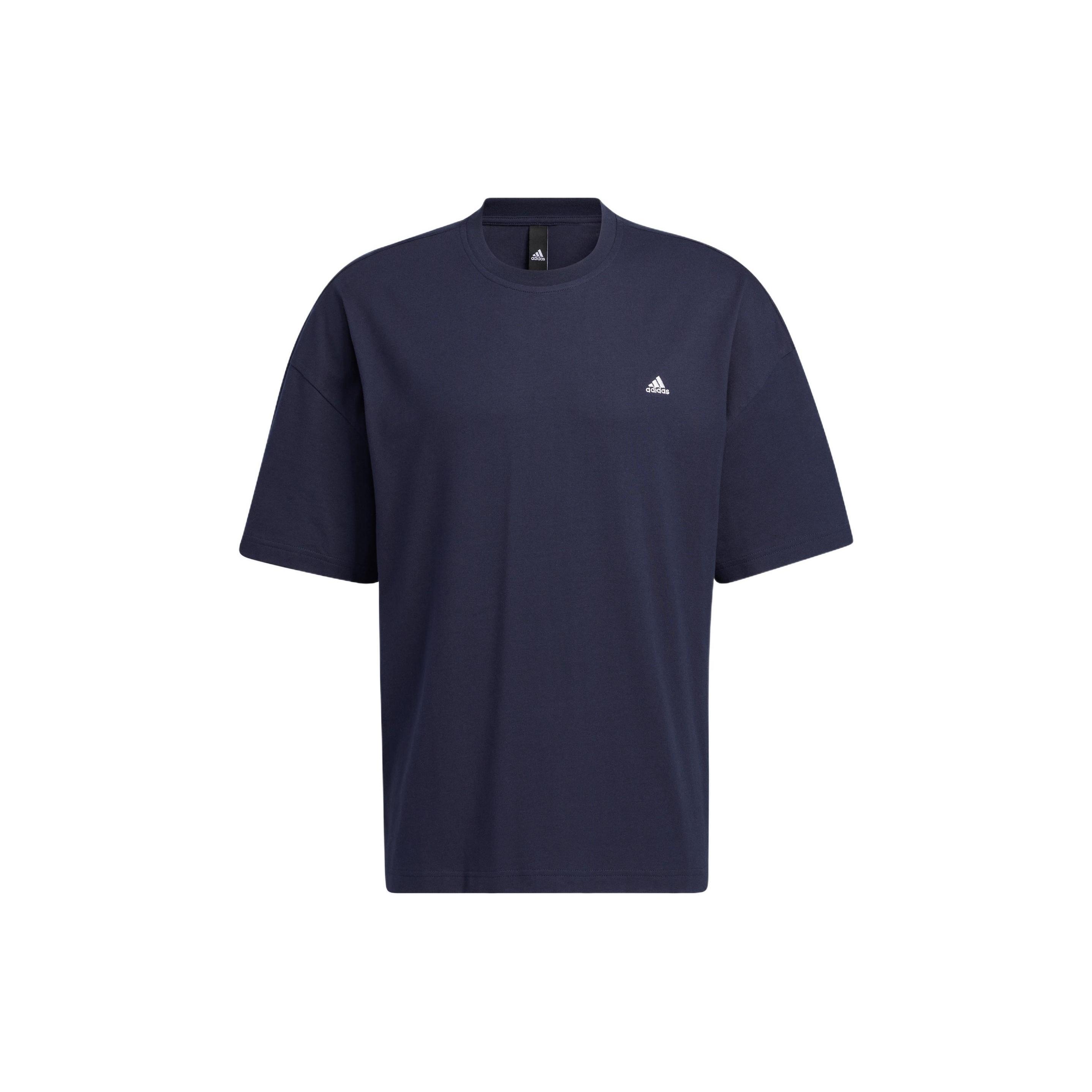 adidas M City Loose T Solid Color Logo Round Neck Short Sleeve Navy Blue Men s HC9973 XXL