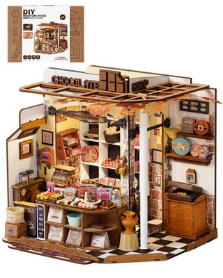 ROBOTIME Miniature Dollhouse DIY LED Lighted Mini Model Kit with Figures and DIY Craft Toy for Kids and Christmas or Birthday Gift for Family and Home