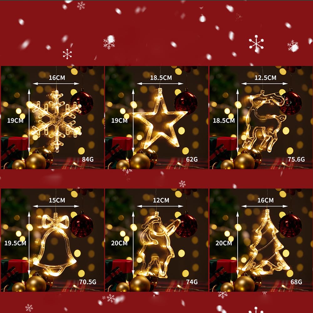 Cute LED Christmas Decorations with Suction Cups, Warm White, for Ceremonies, Parties, Weddings, Birthdays, and New Year's. Perfect for Indoor Decor.
