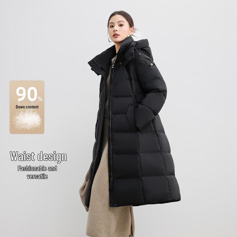 Snowflying Women's Slim-Fit Hooded Long Down Jacket