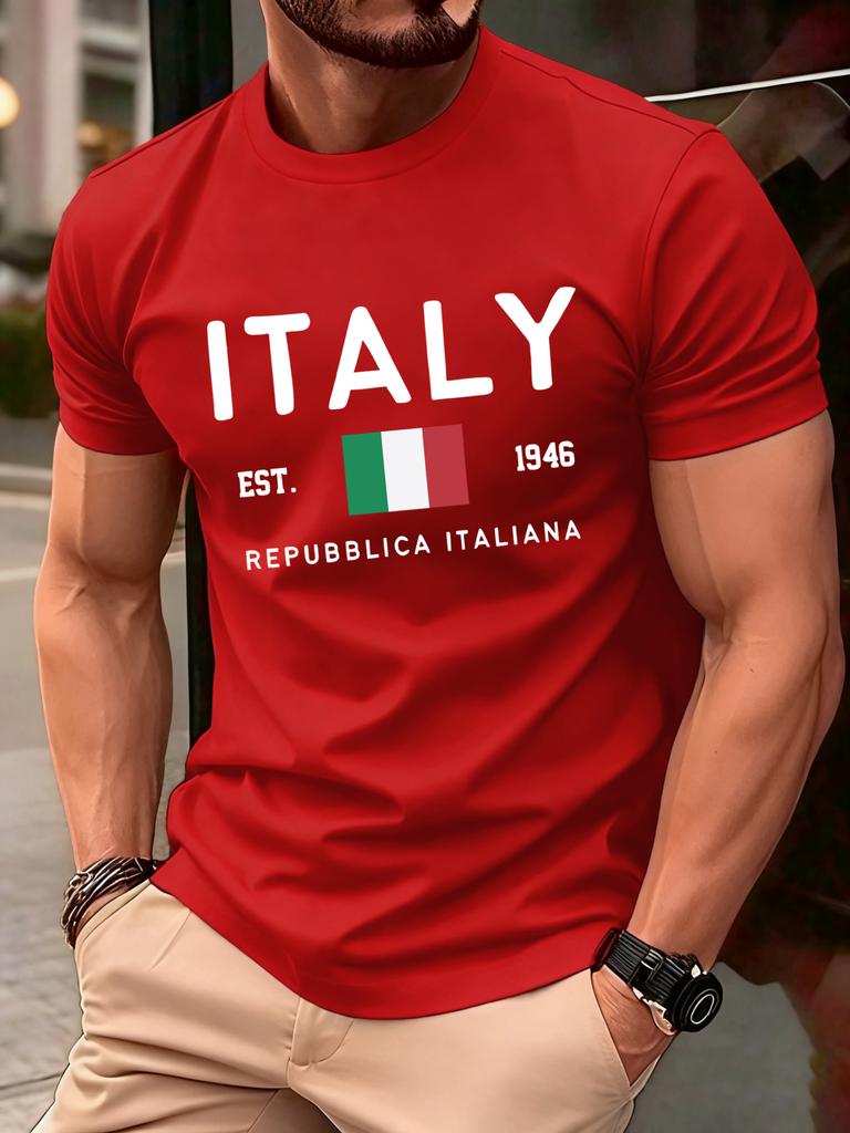 Italy Repubblica Italiana Print TShirts Men Fashion ONeck T Shirt Cotton Loose Clothing Male AllMatch Casual Streetwear