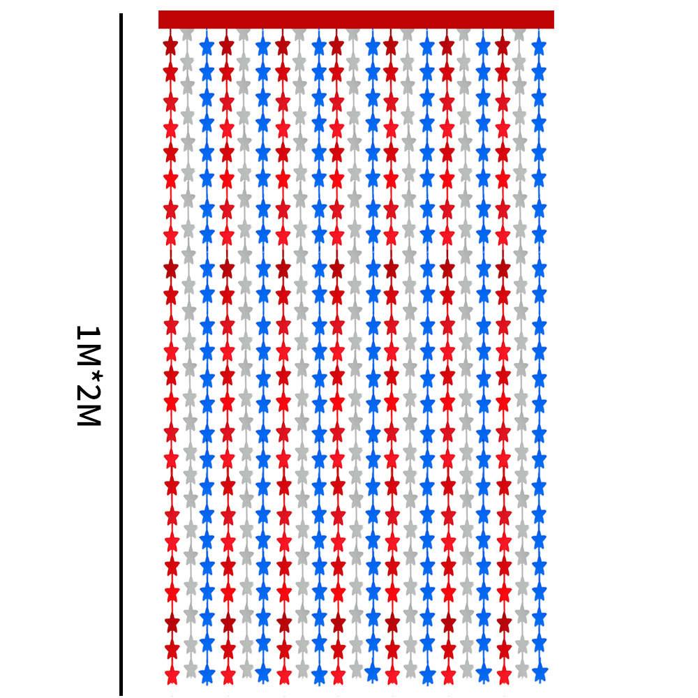 

Blue Red Vibrant And Silver Star Rain String Curtain For Independence Celebrations Day