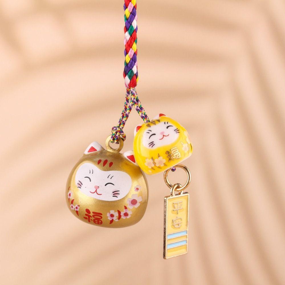 Bell Pendant Cartoon Key Charm Phone Lanyard Lucky Cat Pendant Lucky Cat Phone Strap  Children