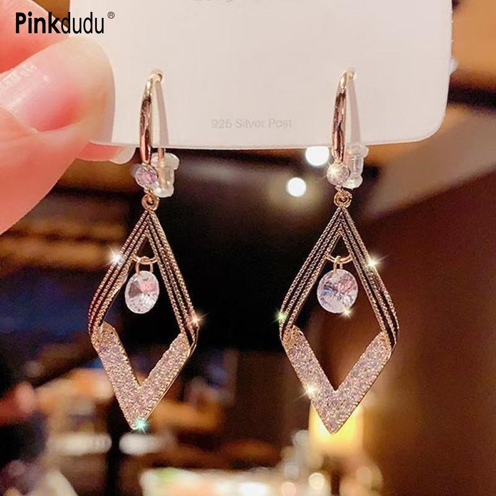Pinkdudu Square Zinc Alloy Drop Earring Party Exaggerated Style Rhinestone Earring Simple Casual Jewelry PD2220