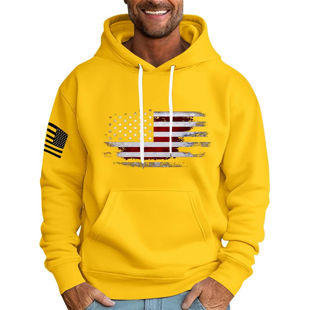 Felpa con cappuccio stampata con bandiera larga da uomo Felpa sportiva casual da uomo