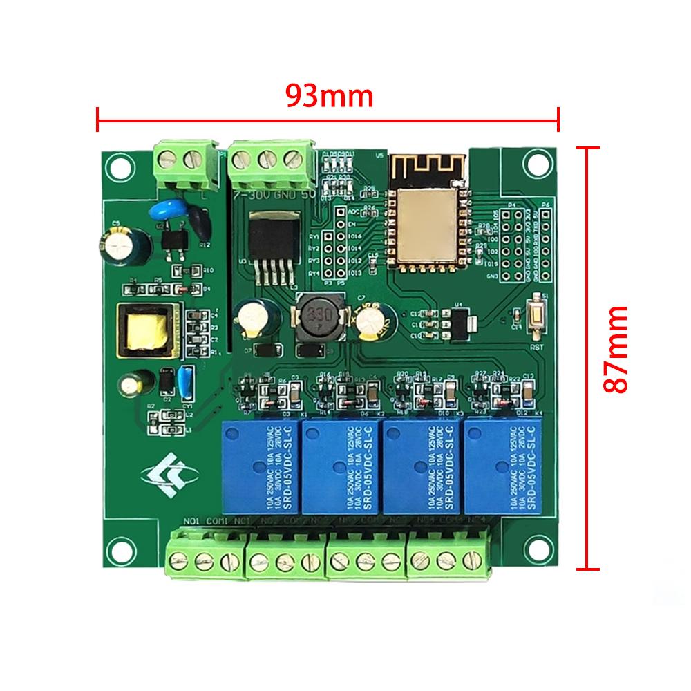 

ESP8266 Wireless WIFI Relay Module 4-Channel ESP-12F Development Board AC/DC 5V/7-28V/5-80V E-WeLink APP Remote Control