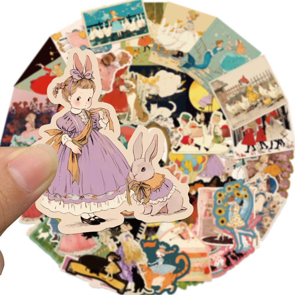 50PCS Vintage Fairy Tale Stickers for Laptop Water Bottle Luggage Phone Waterproof Graffiti Vinyl Decals