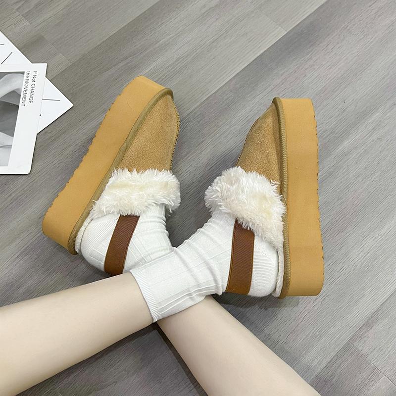 Fashion Autumn and Winter New Platform Woolly Platform Shoes Women's Home Baotou Cotton Slippers