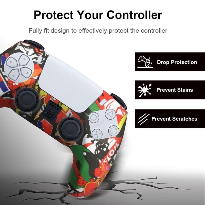 Für PS5 Controller Schutzhülle Silikon Für Playstation 5 Anti-Rutsch Abdeckung Skin für PS5 Slim Hülle Daumengriffe Zubehör