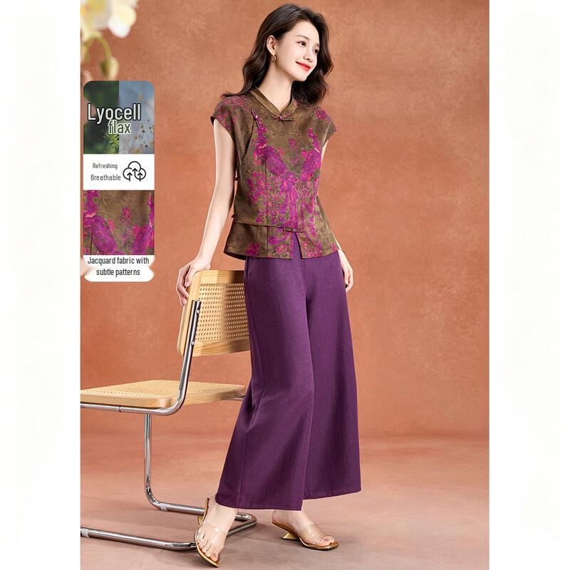 Elegant Floral Print Women s Two-Piece Outfit 3XL