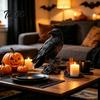Mattschwarze Raben-Dekoration Realistische Gotische Krähenfigur, Harzstatue für Halloween-Tischdekoration, Dunkles Gruseliges Ornament Heim-Büro-Bücherregal
