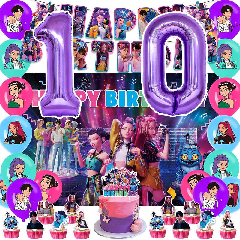 Set Tacâmuri de Petrecere de Unică Folosință Kpop De Hunter Tragere de Steag Petrecere de Ziua de Naștere Coreean Kpop Petrecere Anime Celebrare Consumabile Picnic Deco