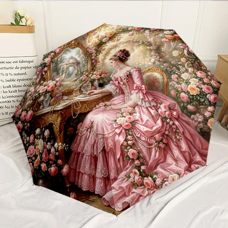 Victorian Tea Party Scene 8-Frame for Travel, camping, Casual Lightweight Portable Umbrella, Essential for every family Holidays Birthday Gift