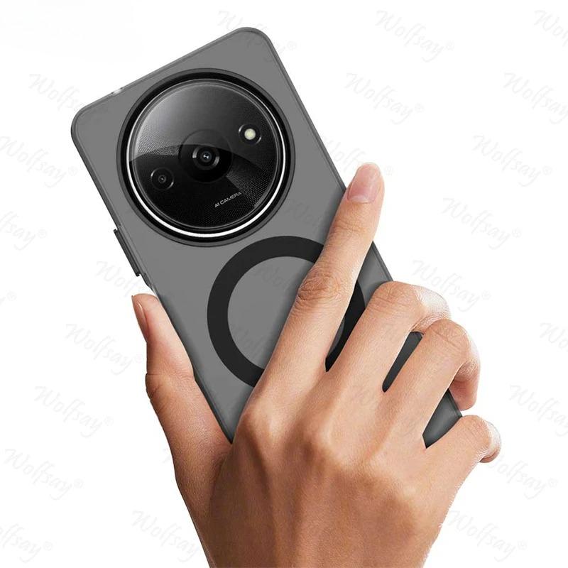 Transparent Case For Xiaomi Redmi A3 Case For Redmi A3 A3X Magnetic Adsorption Wireless Charge Full Back Cover For Redmi A3 Case