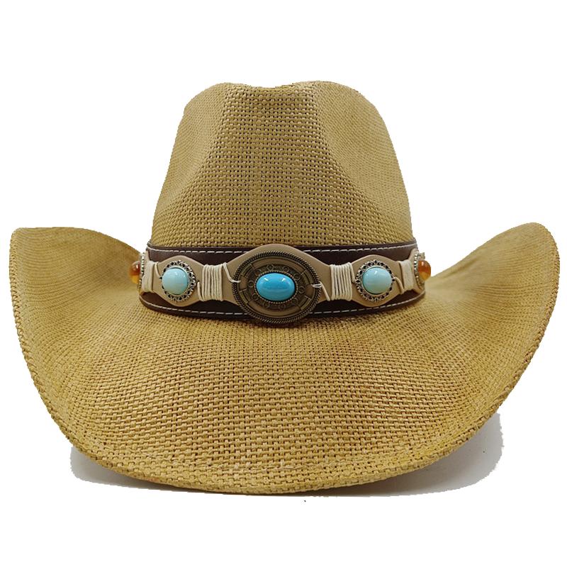 Thickened summer cowboy hat sun hat black summer thickened sun hat cowboy straw hat men and women beach hat
