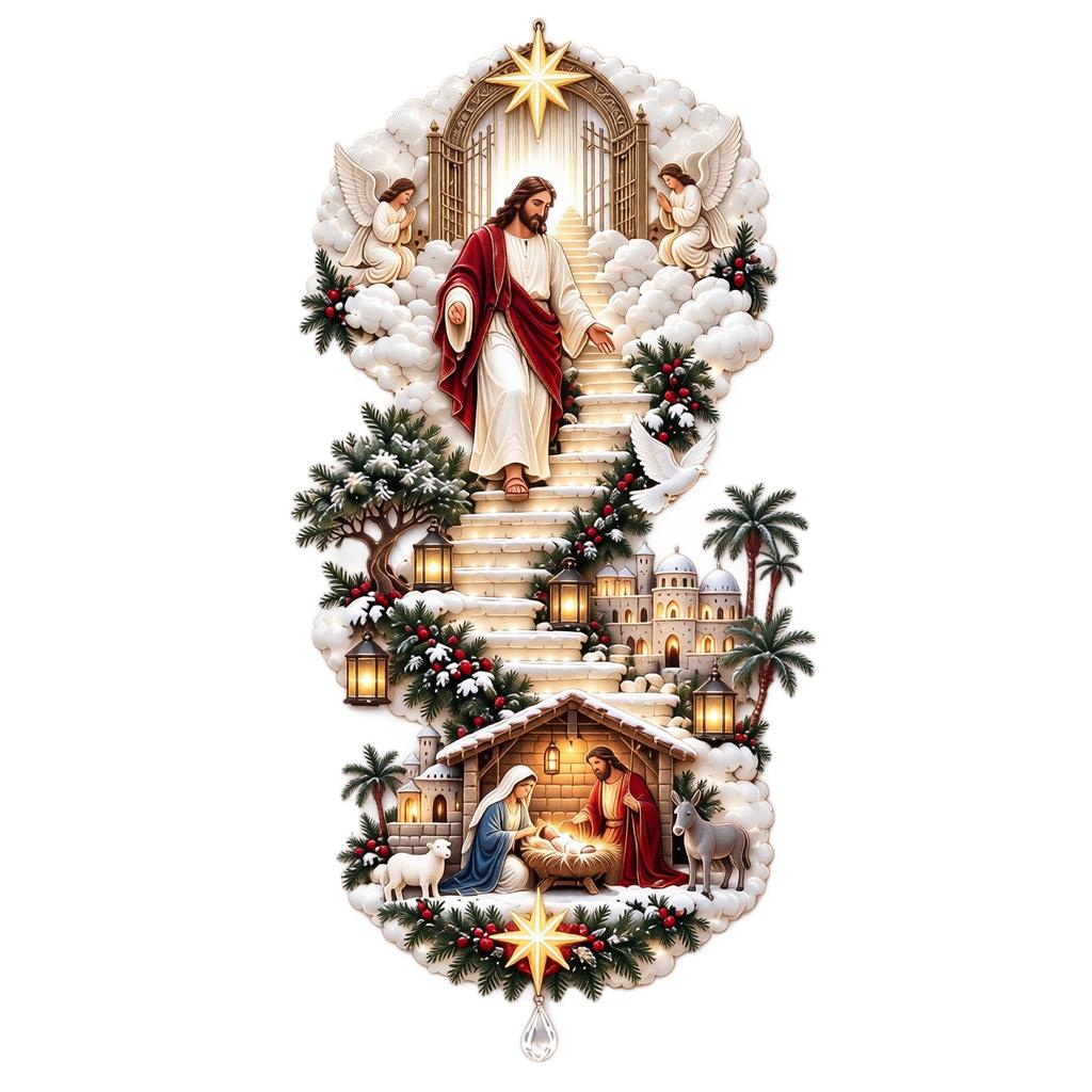 Christmas Hanging Ornament, 2D Decoration with and Heaven's Ladder