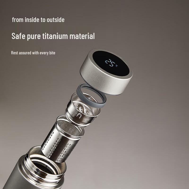 Pure Titanium Insulated Water Bottle with Tea Infuser and Temperature Display