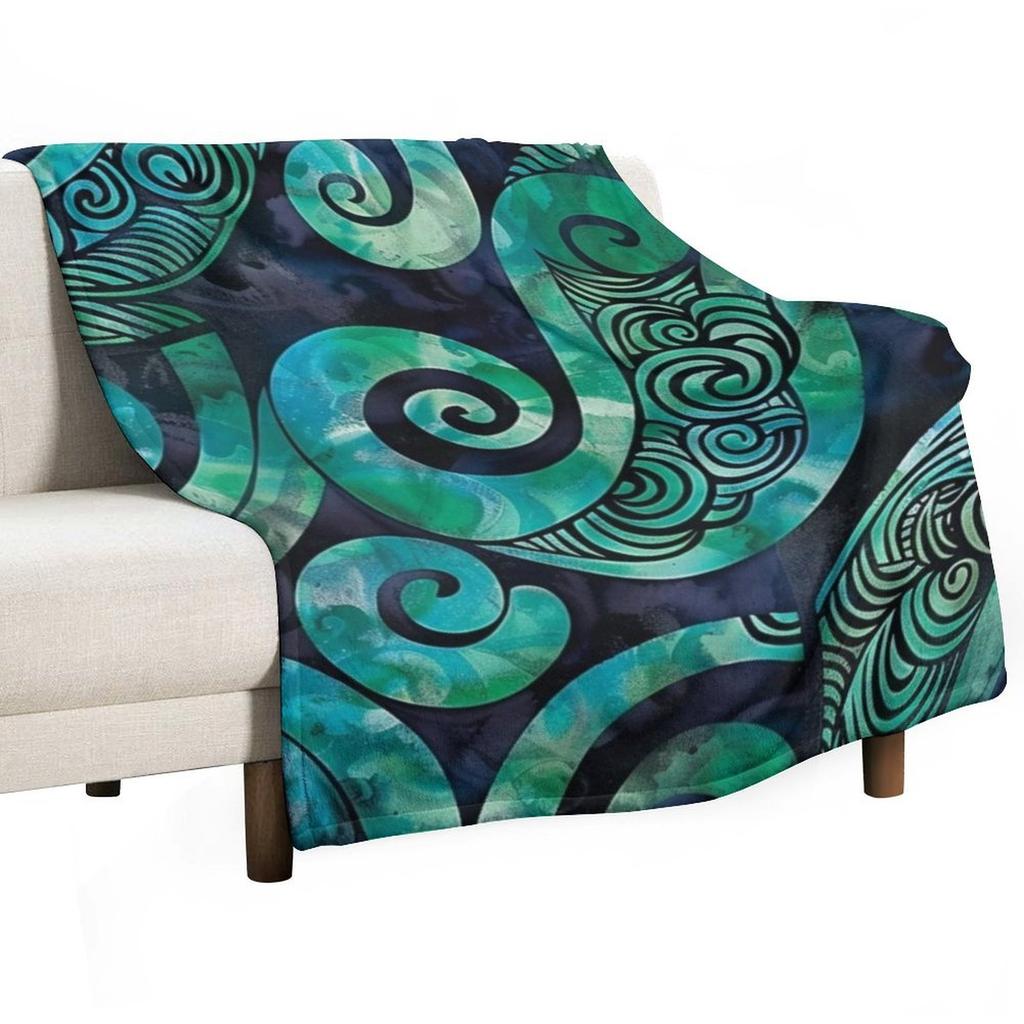 New Zealand M??ori Paua Pattern Koru Design 17 Throw Blanket Picnic Valentine Gift Ideas Sleeping Bag Custom Blankets