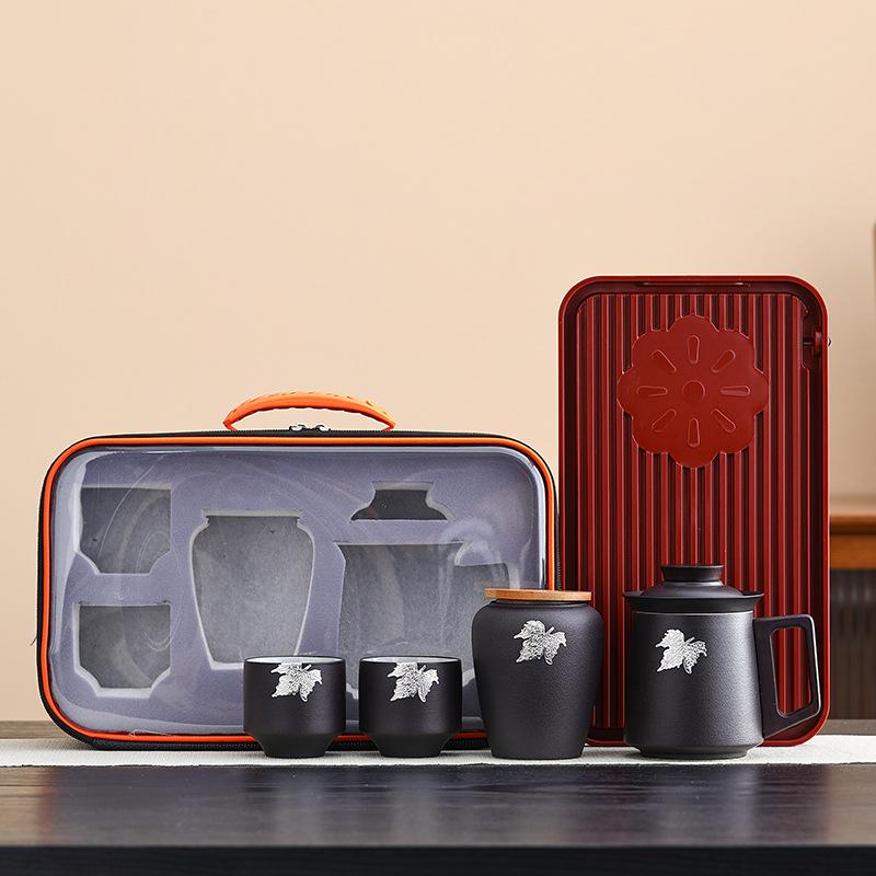 Creative Business Company High-end Office Cup Gifts Ceramic Portable Space Travel Bag Tea Set Souvenir