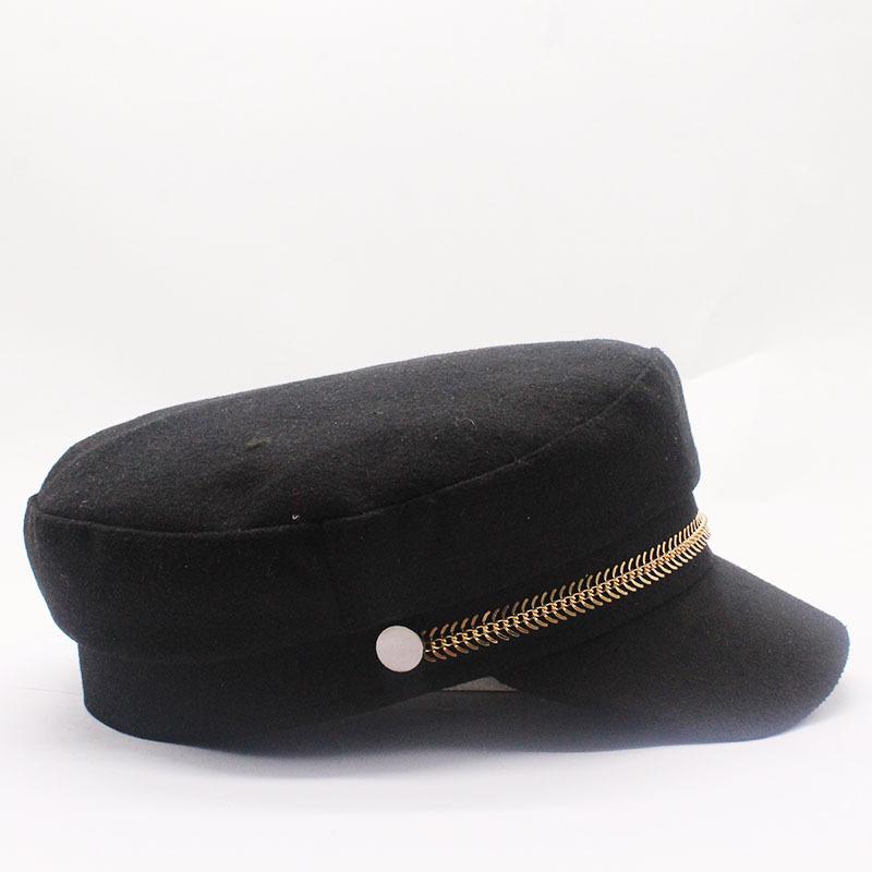Spring And Autumn Woolen Hat Female Xiaoxiangfeng Elegant Cap Chain Versatile Student Hat Retro Trendy Navy Hat Beret