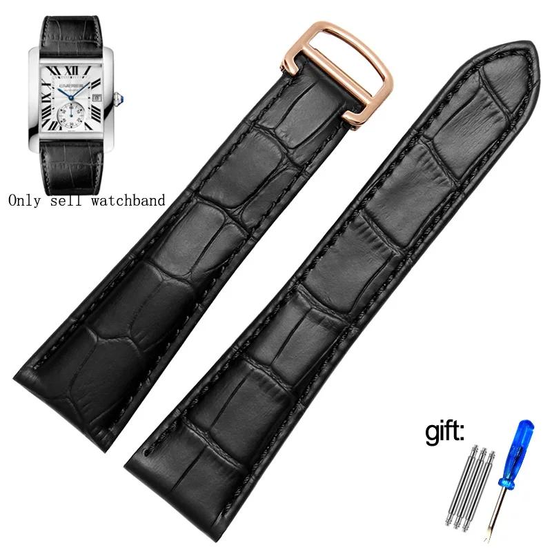Watch Strap For cartier tank calibre series  Genuine Leather Mechanical Watch  men's and women's 20mm 22mm 23mm 25mm watch band