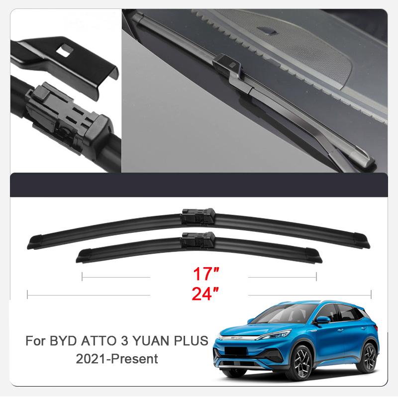 2PCS Car Blade Windshield Wiper Windshield For BYD ATTO YUAN PLUS CHAZOR KING DOLPHIN HAN SEAGULL MINI SEAL SEALION 7 SHARK SONG