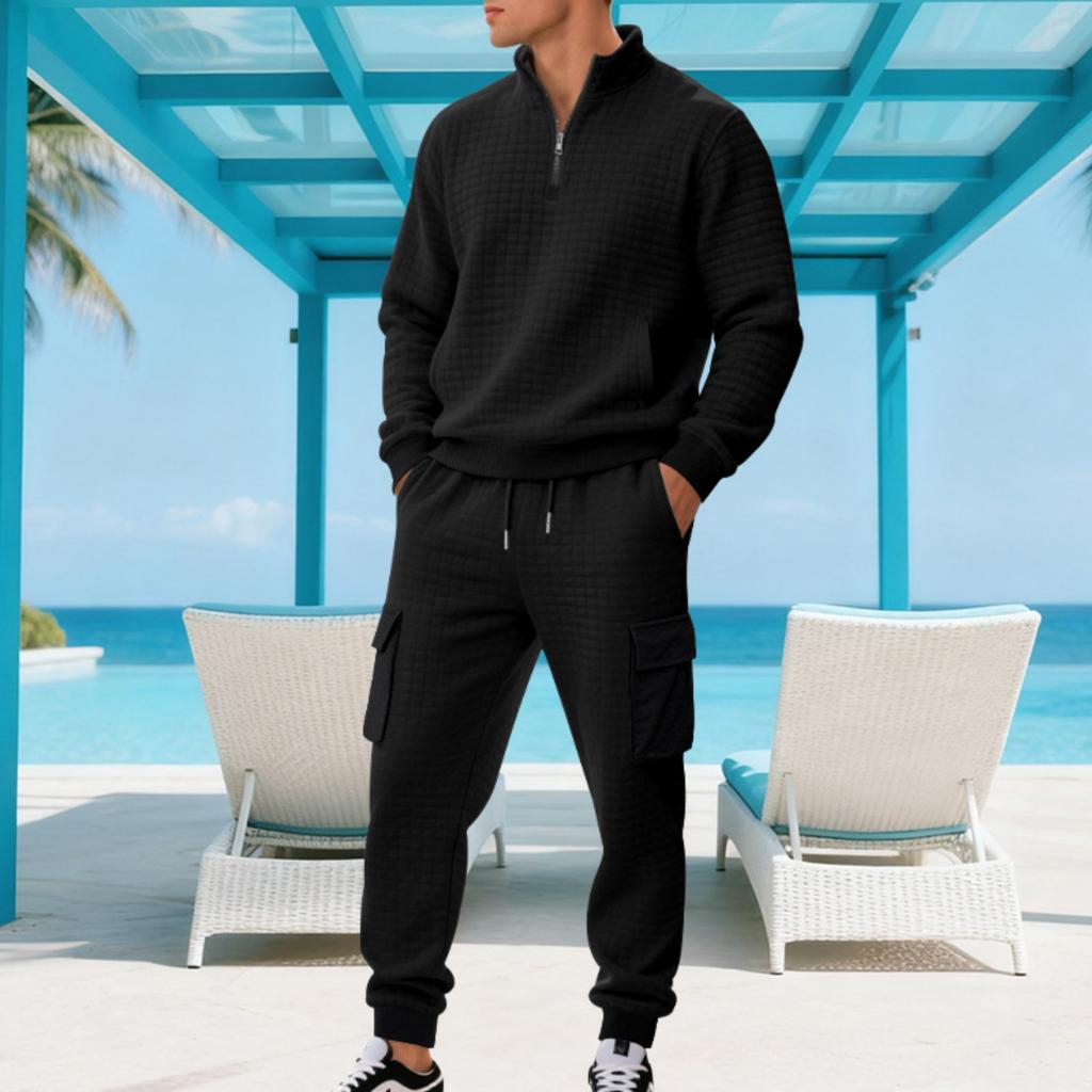 Men's Cargo Hoodie Set | Loose Fit, Fleece Premium Cotton Blend, Warm | Versatile For Work, Daily & Casual