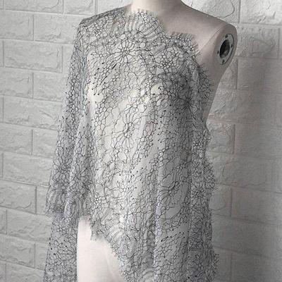 3 Meters Eyelash Lace Fabric,White Black Net Yarn Eyelashes Lace Trim Clothing Skirt Lace Fabric Clothing Embroidery Decoration